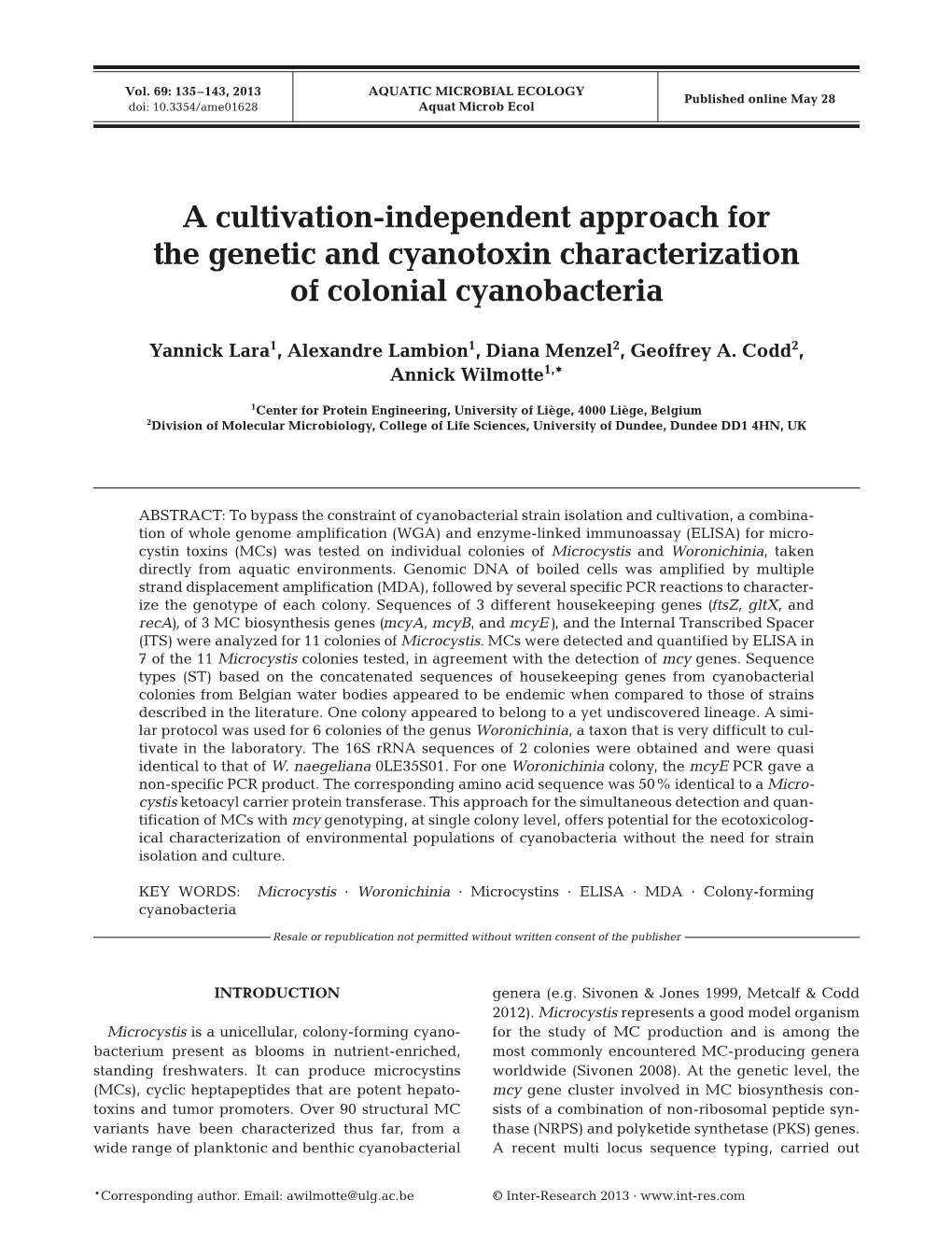 Aquatic Microbial Ecology 69:135