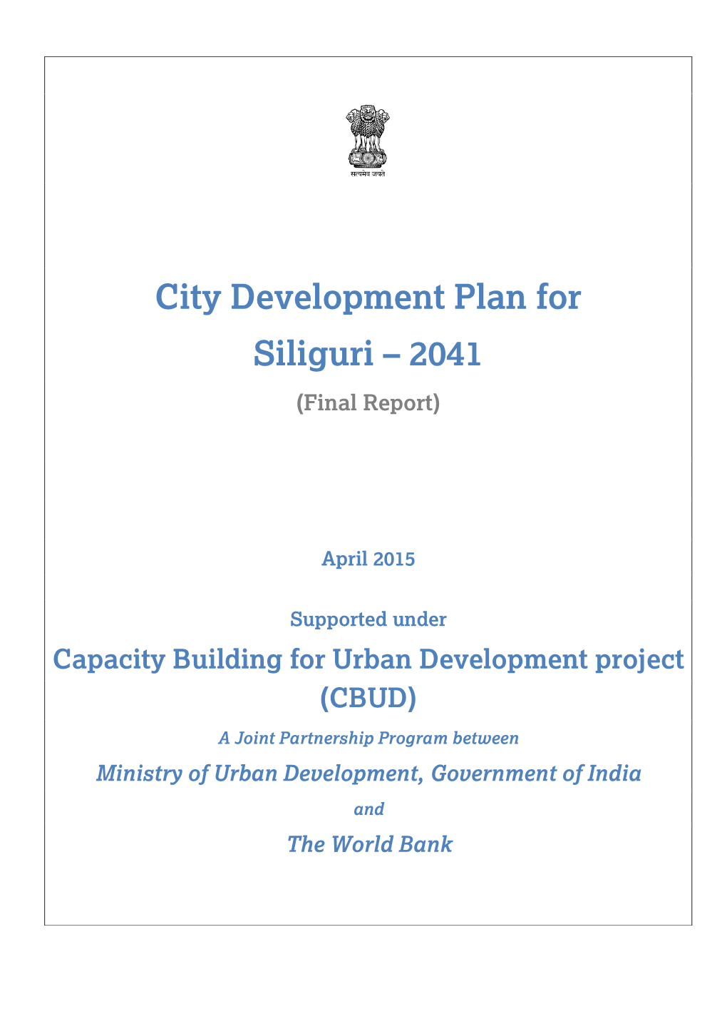 City Development Plan for Siliguri – 2041 (Final Report)