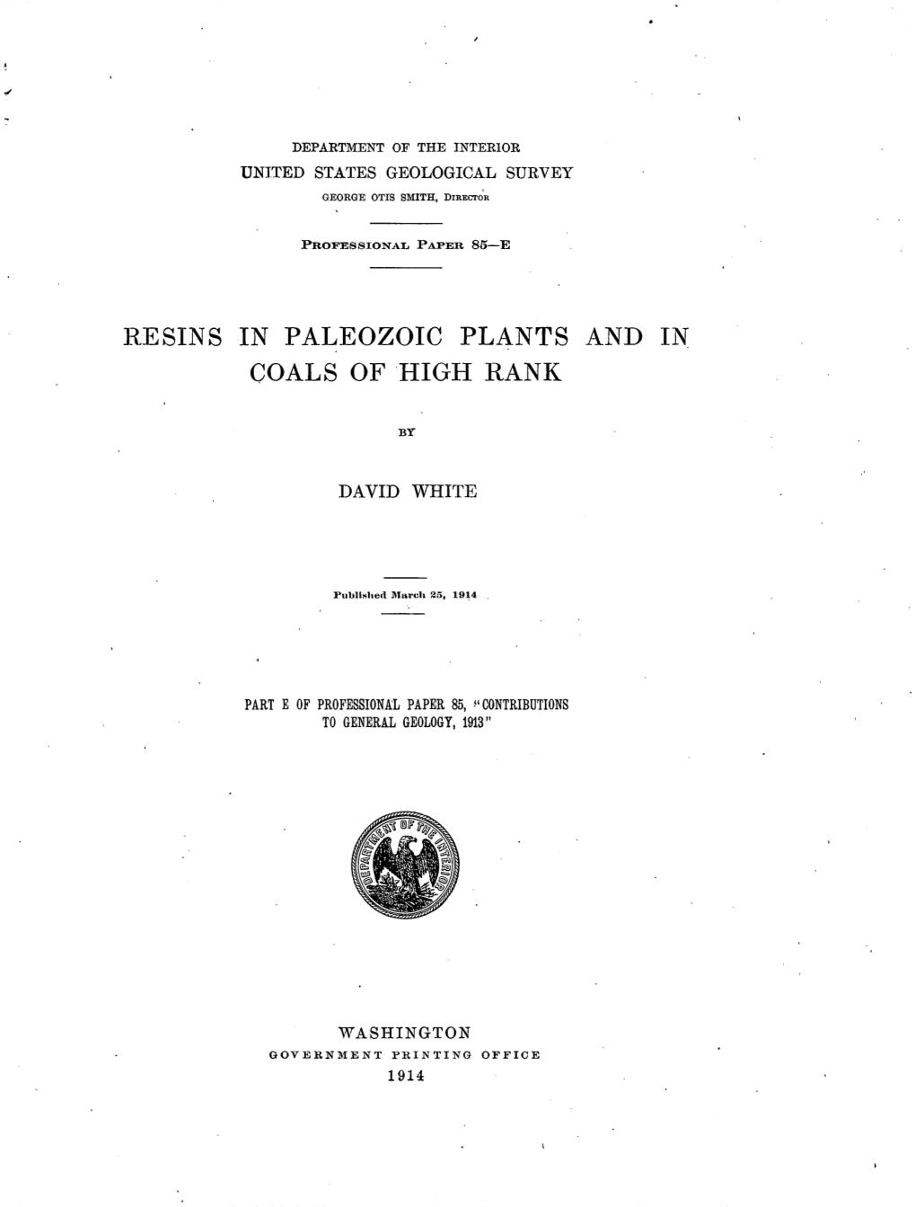 Llesins in PALEOZOIC PLANTS and in COALS of ·HIGH RANK