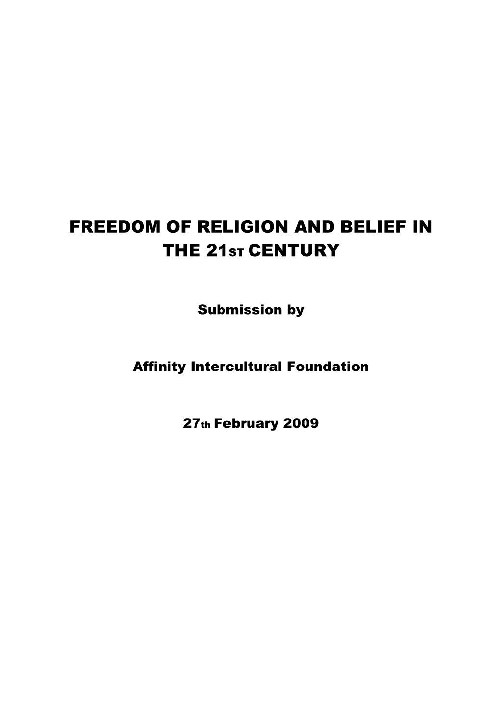 Freedom of Religion and Belief In