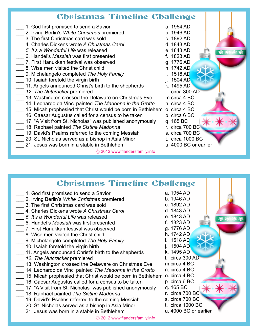 Christmas Timeline Challenge ___ 1