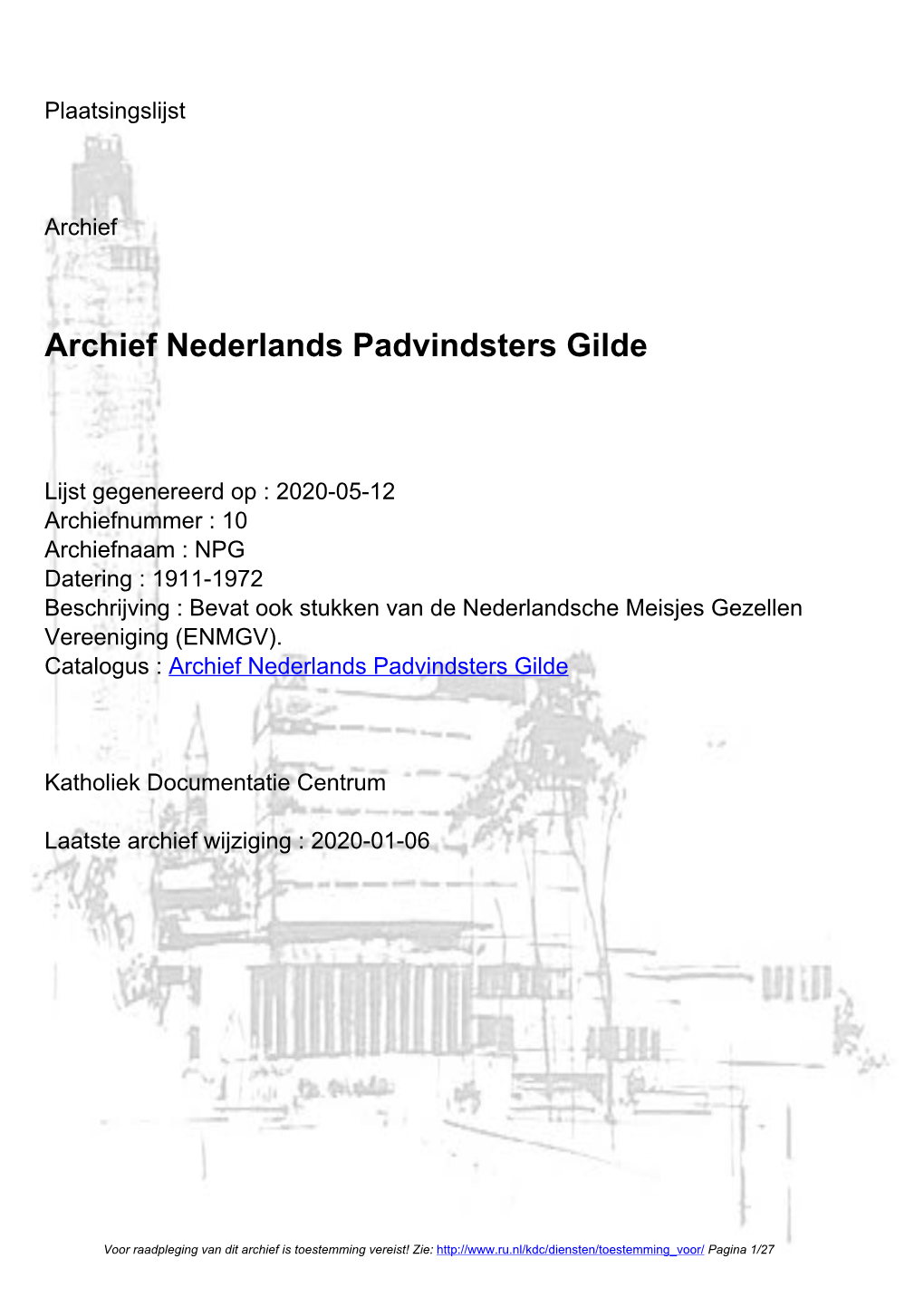 Archief Nederlands Padvindsters Gilde