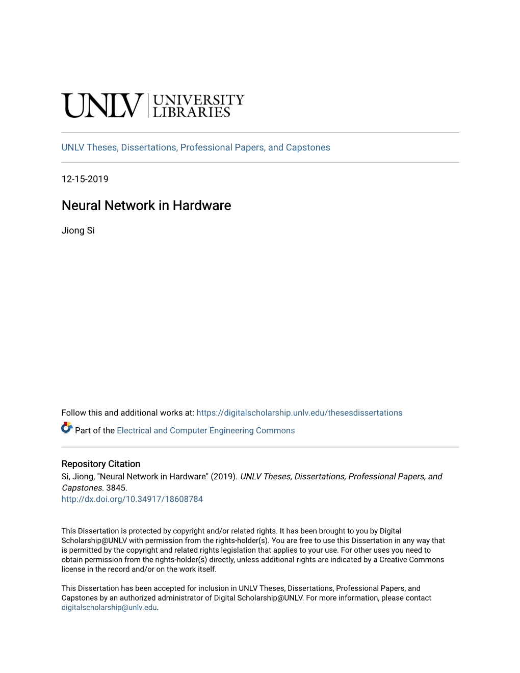 Neural Network in Hardware