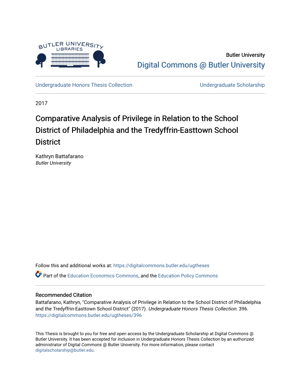 Comparative Analysis of Privilege in Relation to the School District of Philadelphia and the Tredyffrin-Easttown School District