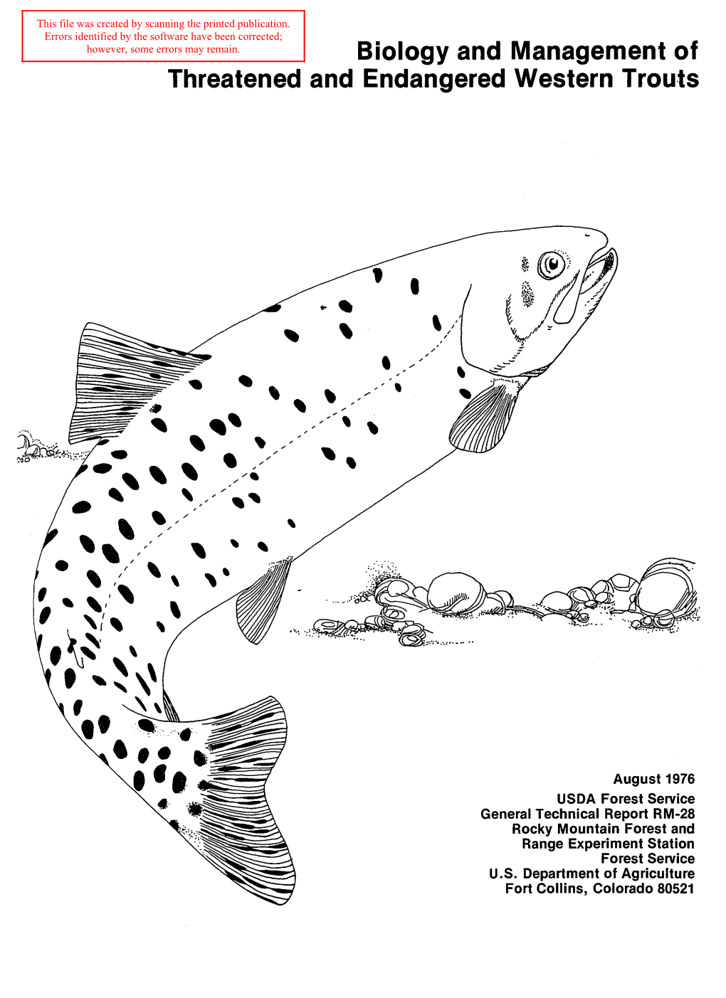 Biology and Management of Threatened and Endangered Western Trouts