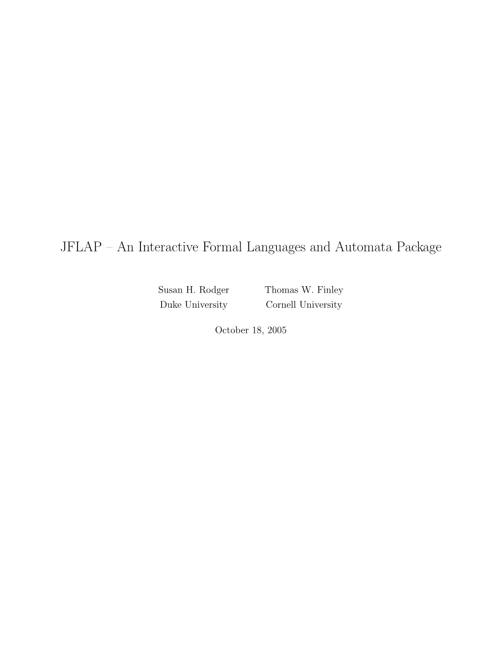 JFLAP – an Interactive Formal Languages and Automata Package