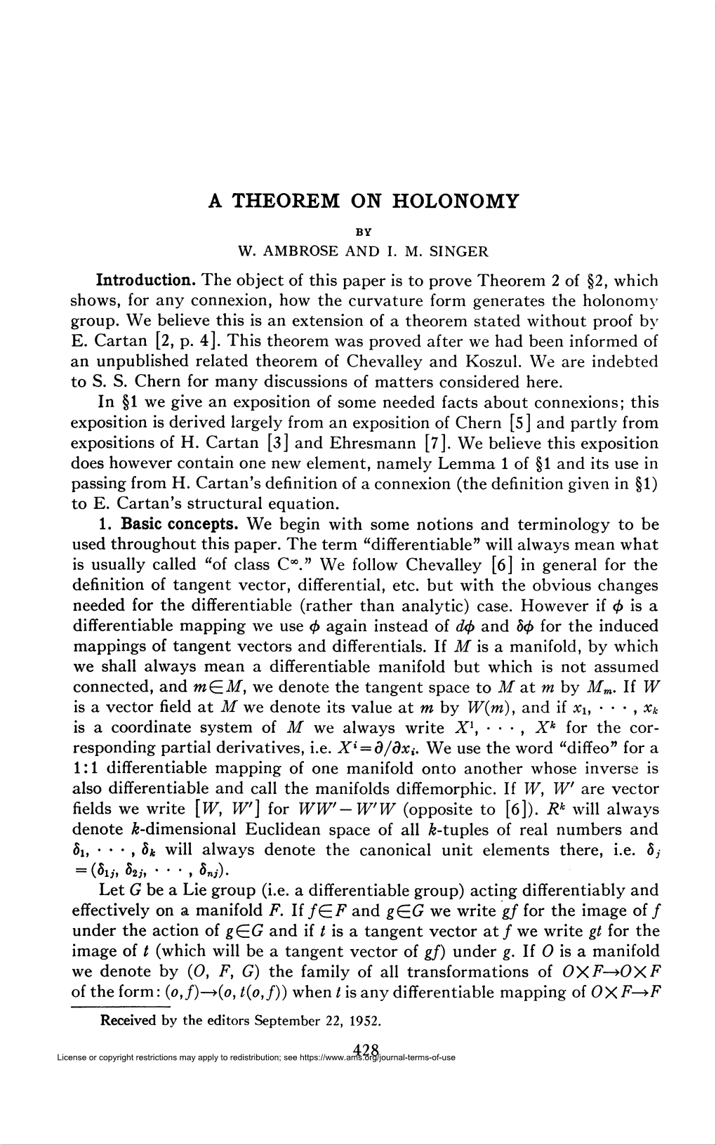 A Theorem on Holonomy