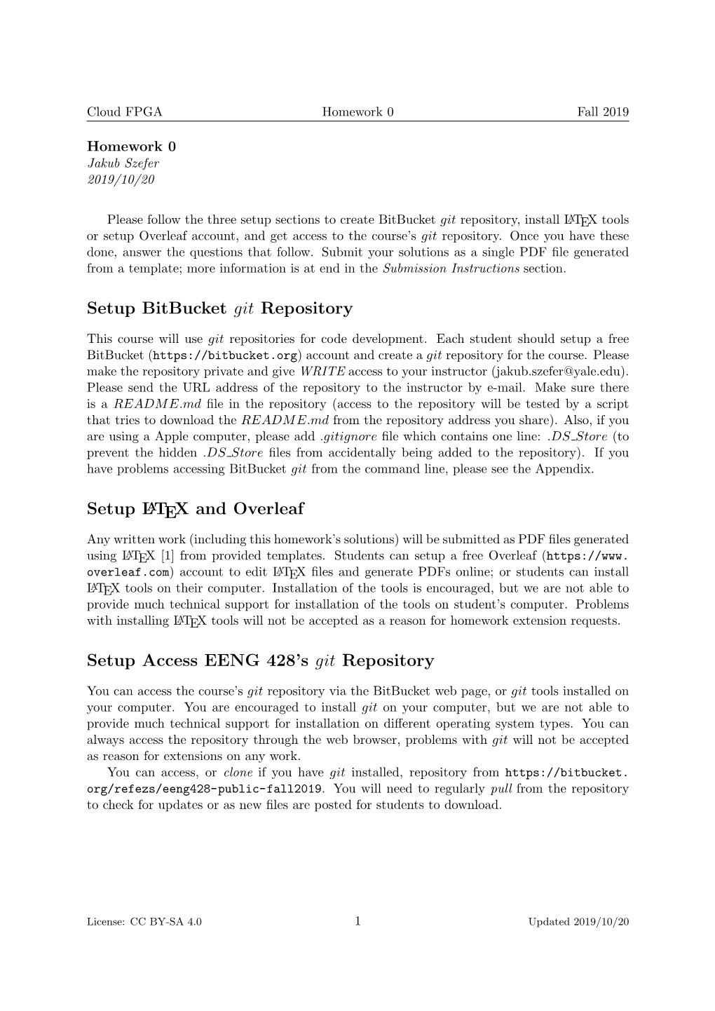 Homework 0: Account Setup for Course and Cloud FPGA Intro Questions