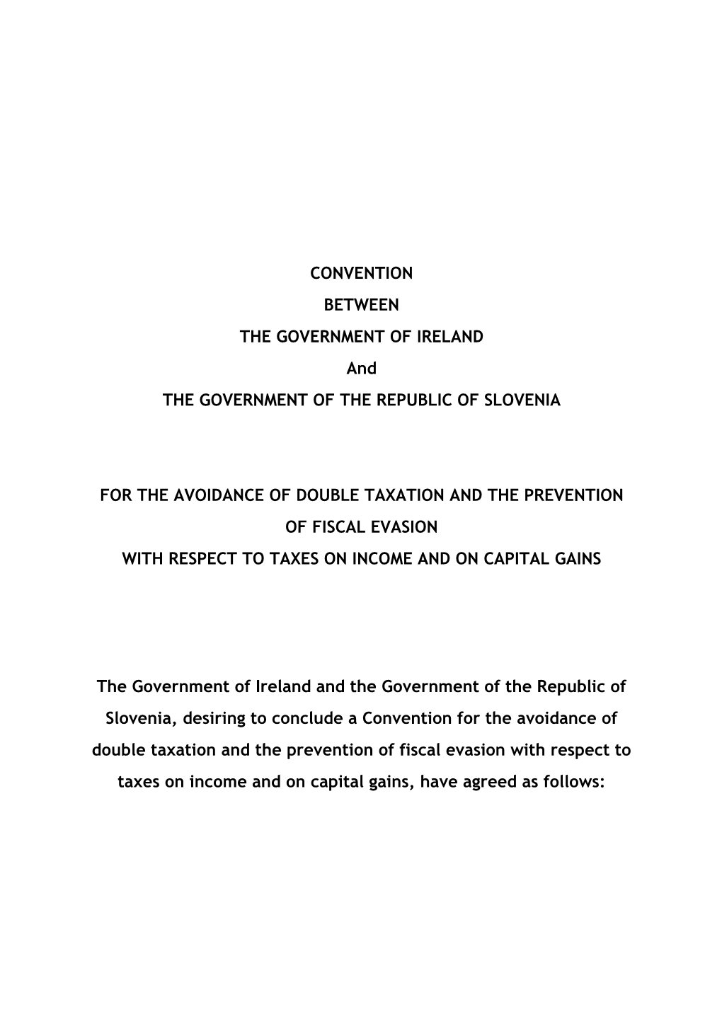 Double Taxation Treaty Between Ireland and the Republic of Slovenia