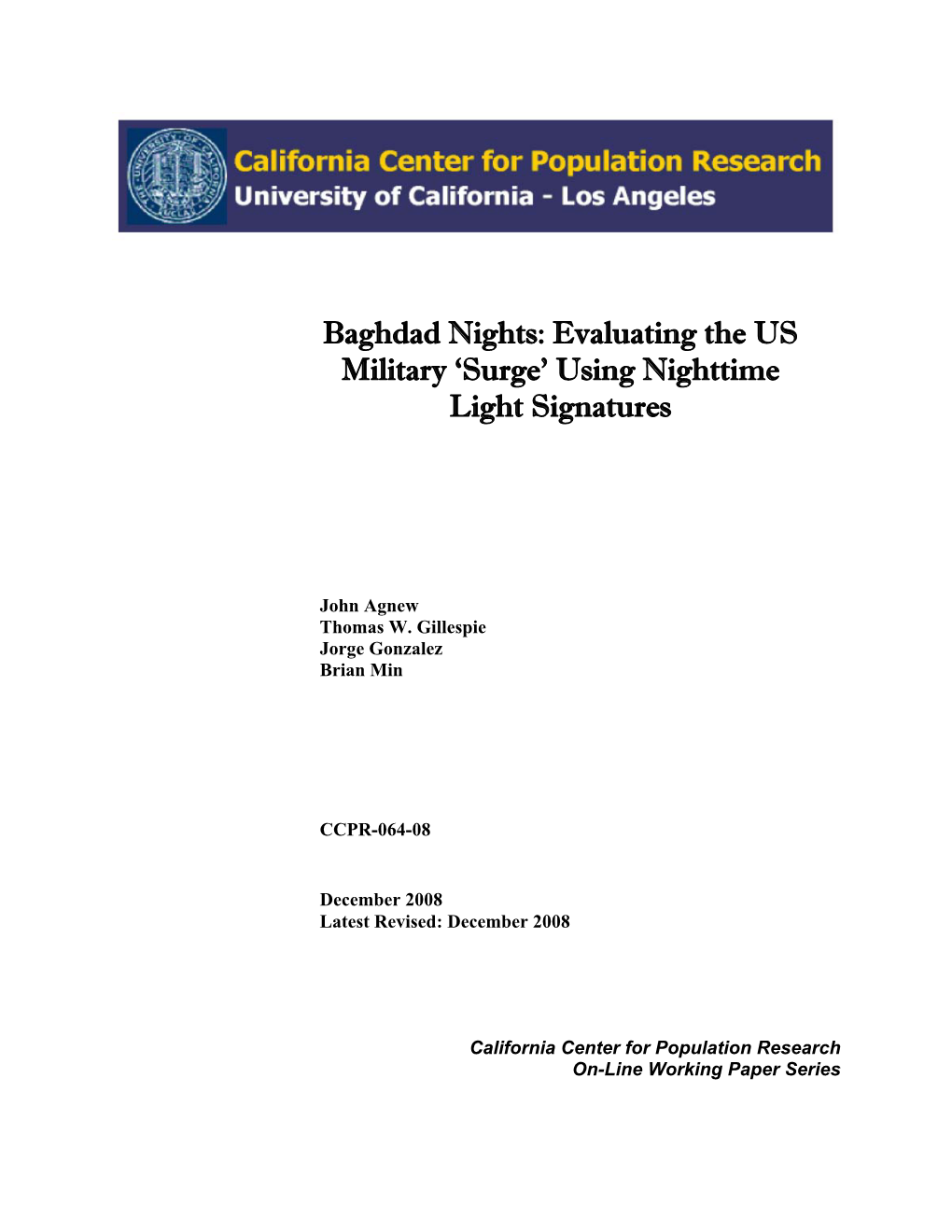 Evaluating the US Military 'Surge' Using Nighttime Light Signatures