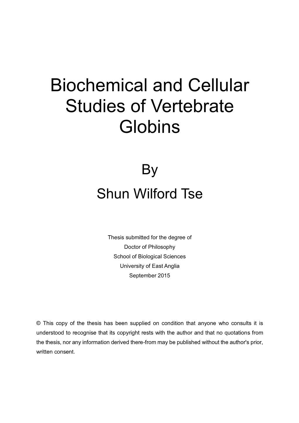 Biochemical and Cellular Studies of Vertebrate Globins