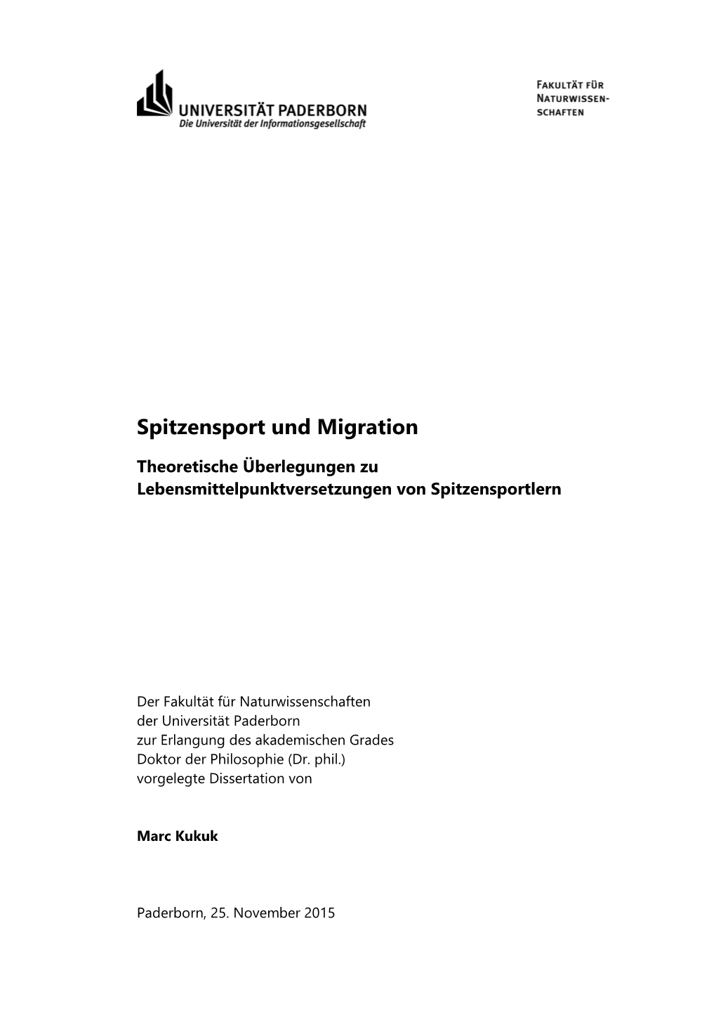 Spitzensport Und Migration
