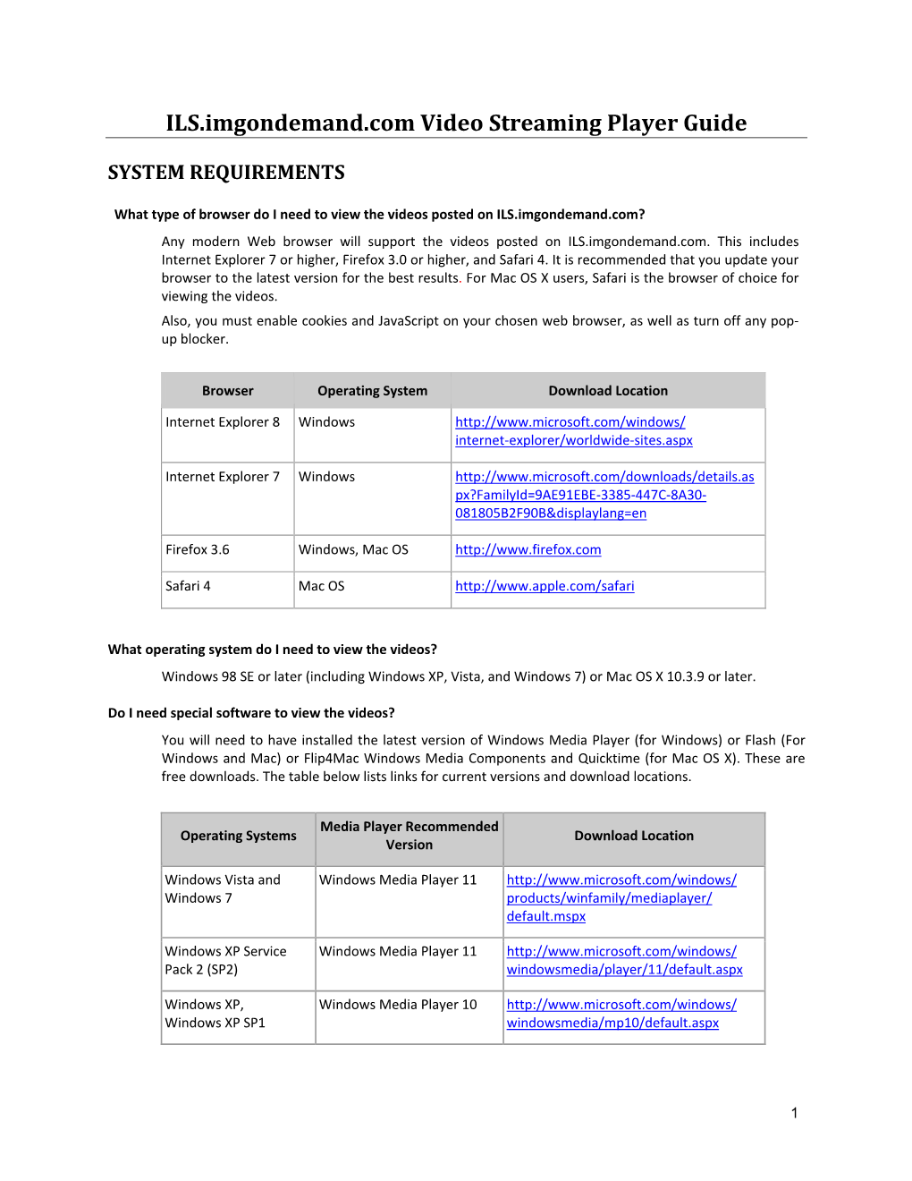 VNN Windows Media Faqs