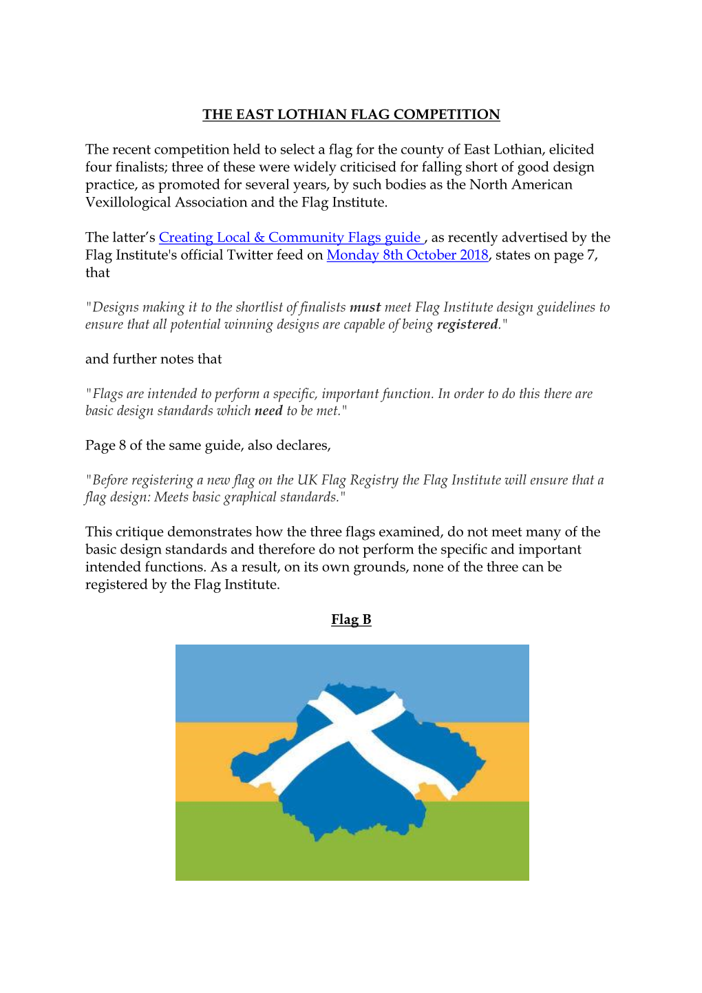 THE EAST LOTHIAN FLAG COMPETITION the Recent