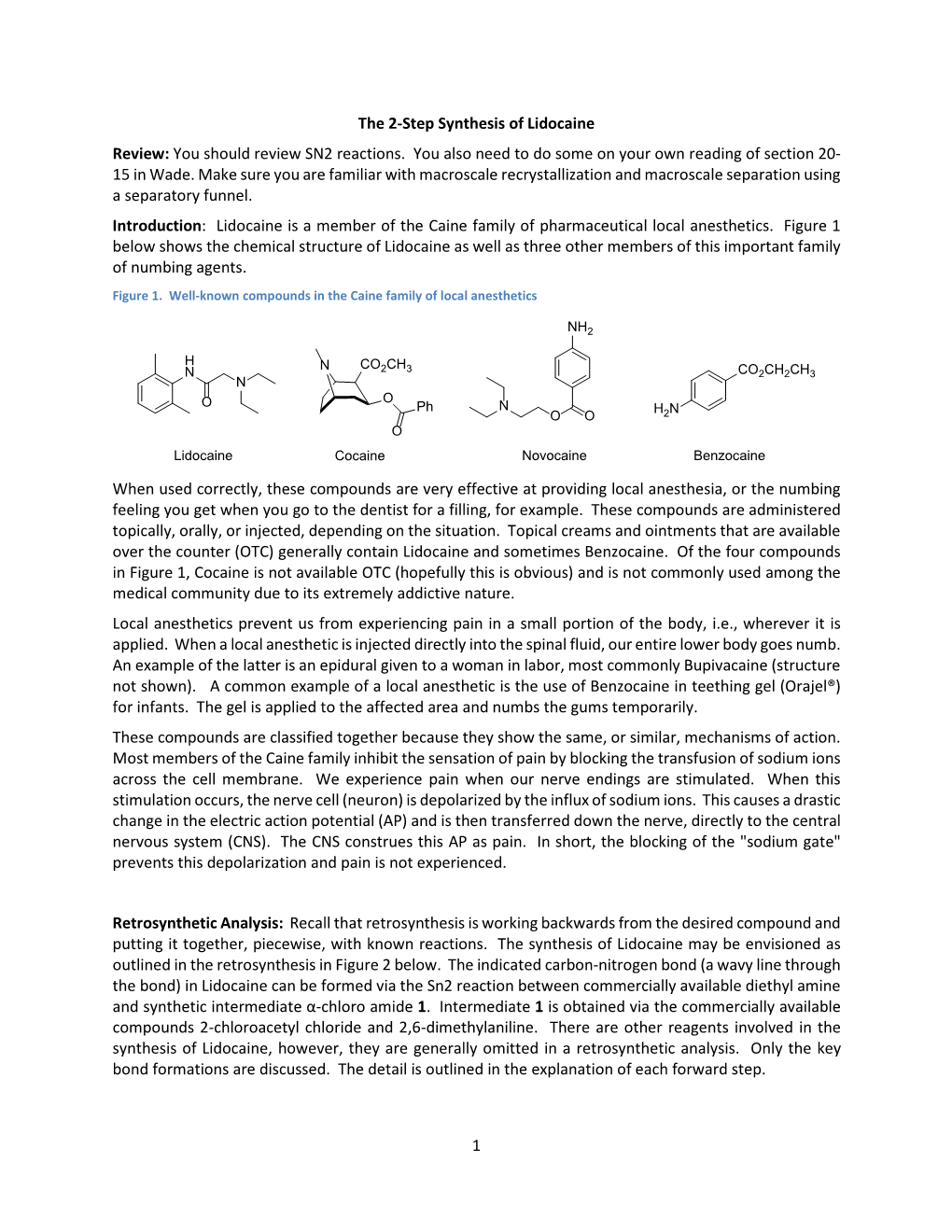 1 the 2-Step Synthesis of Lidocaine Review