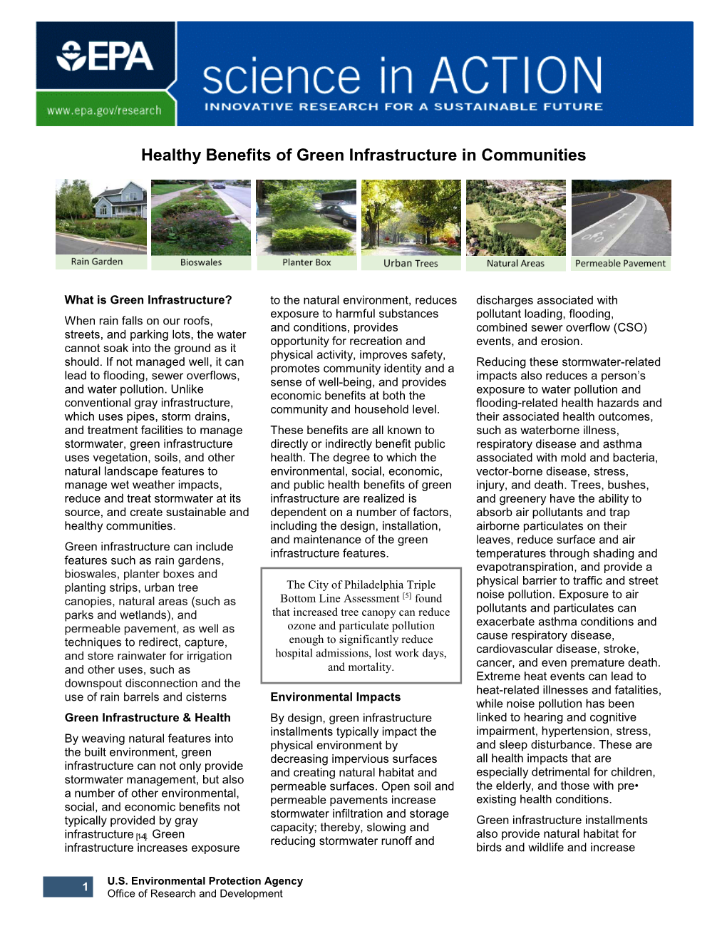 Healthy Benefits of Green Infrastructure in Communities