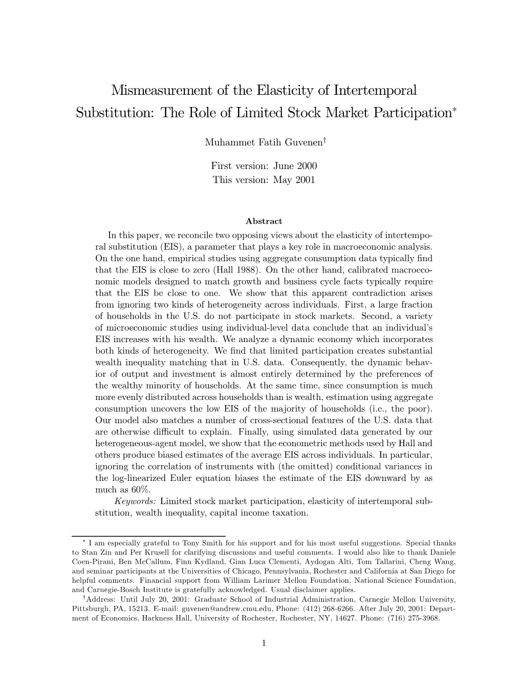 Mismeasurement of the Elasticity of Intertemporal Substitution: the Role