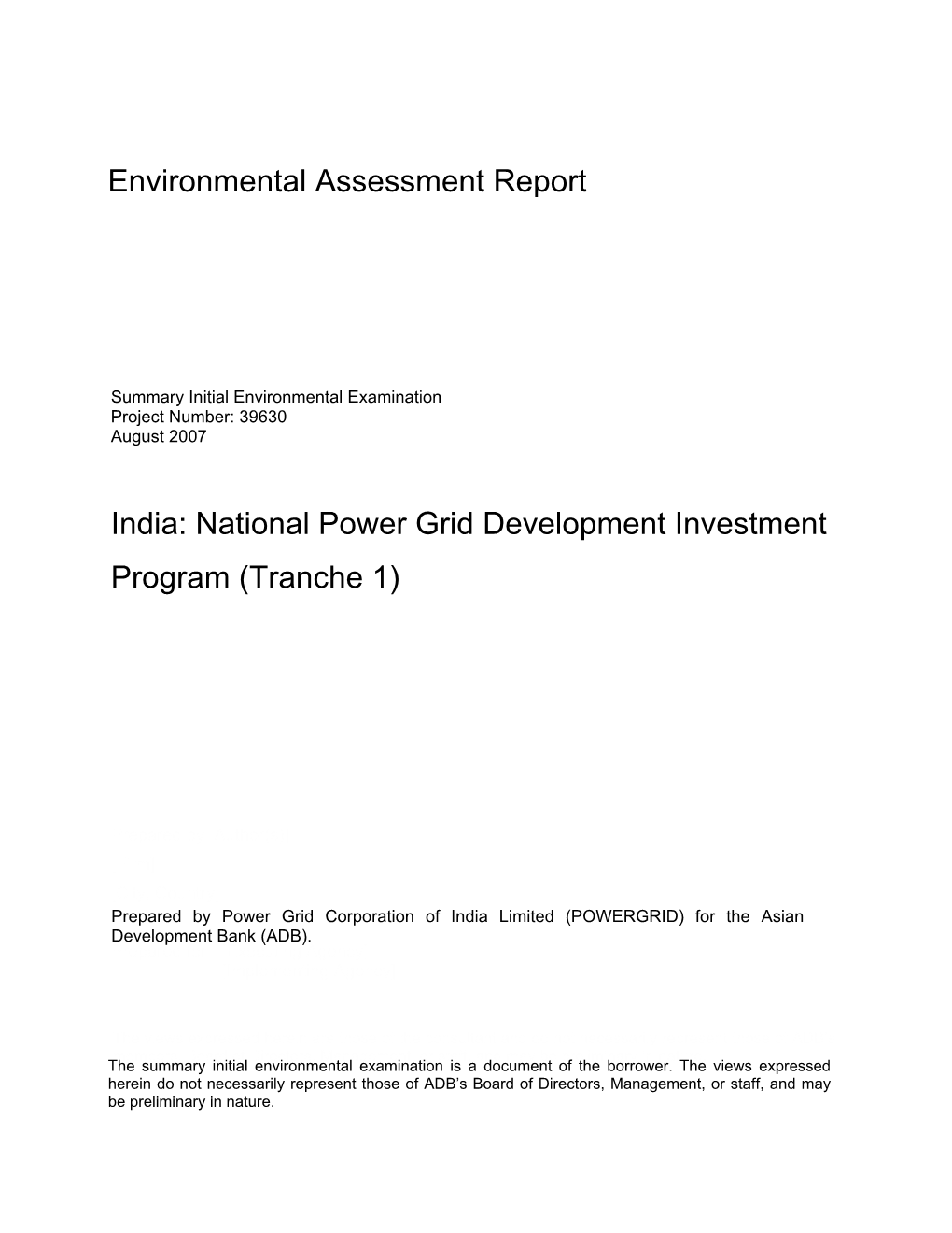 National Power Grid Development Investment Program (Tranche 1)