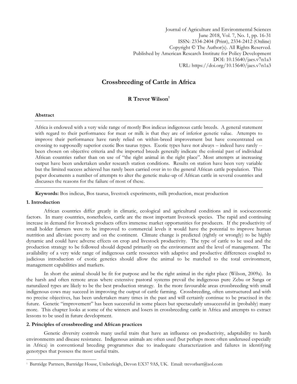 Crossbreeding of Cattle in Africa