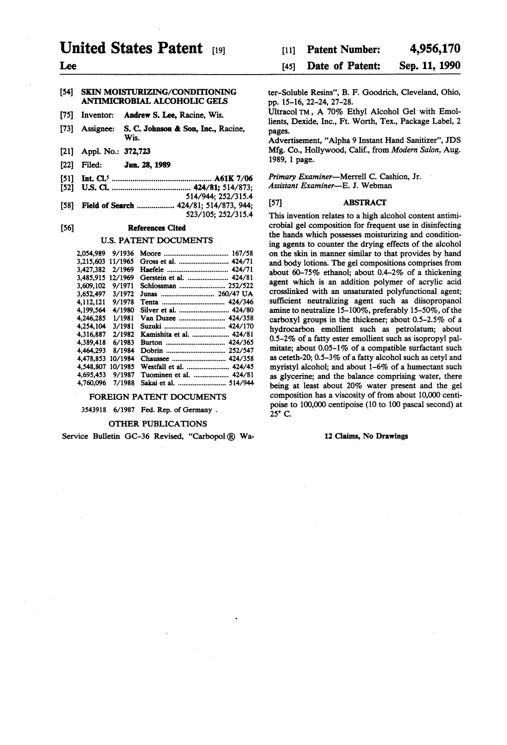 US Patent 4956170