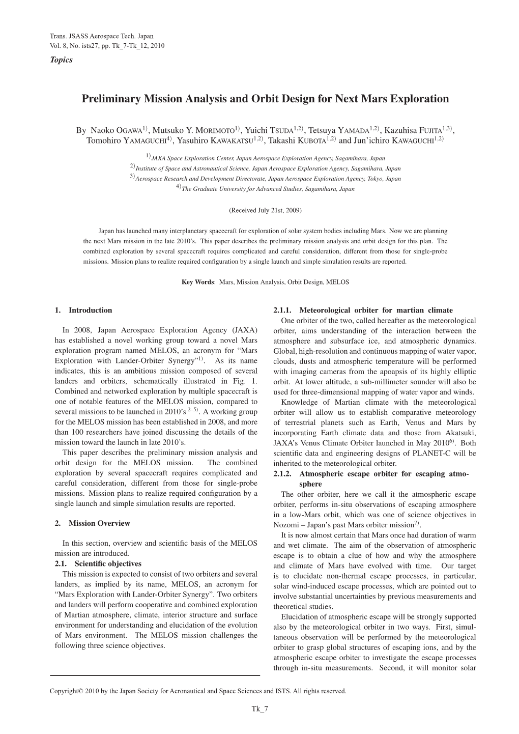 Preliminary Mission Analysis and Orbit Design for Next Mars Exploration