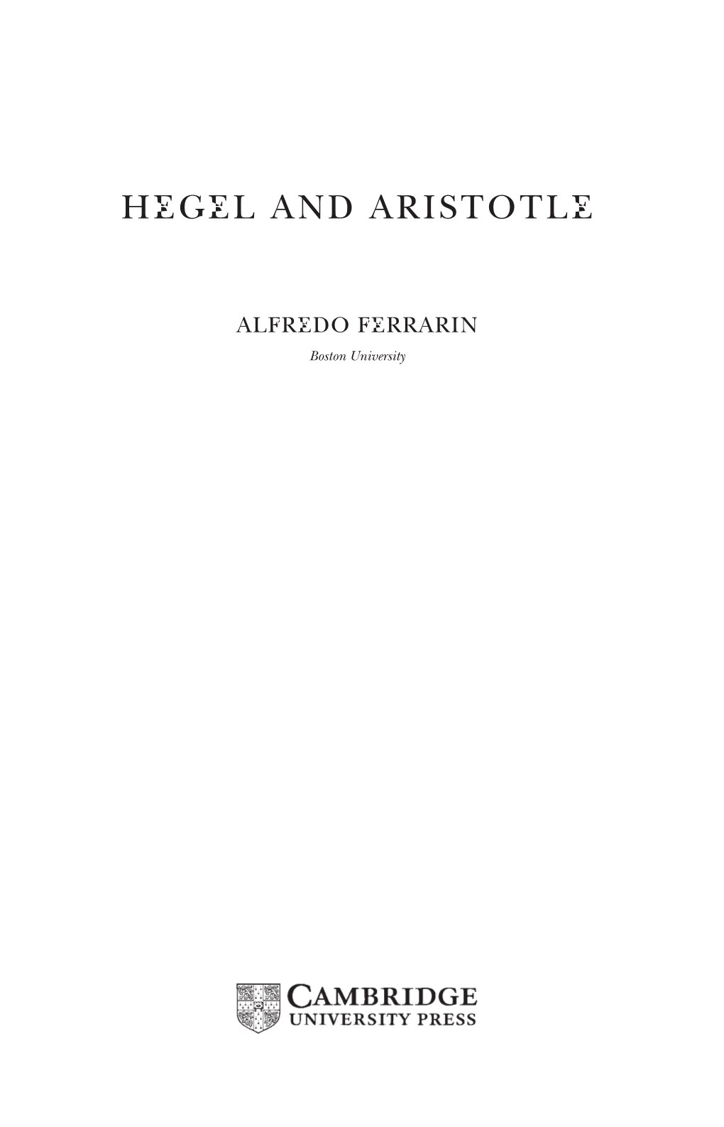 Hegel and Aristotle