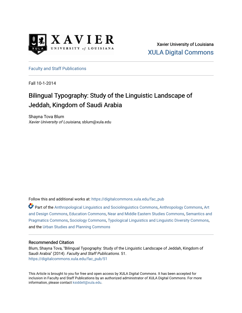 Study of the Linguistic Landscape of Jeddah, Kingdom of Saudi Arabia