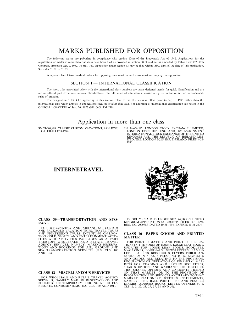 Marks Published for Opposition