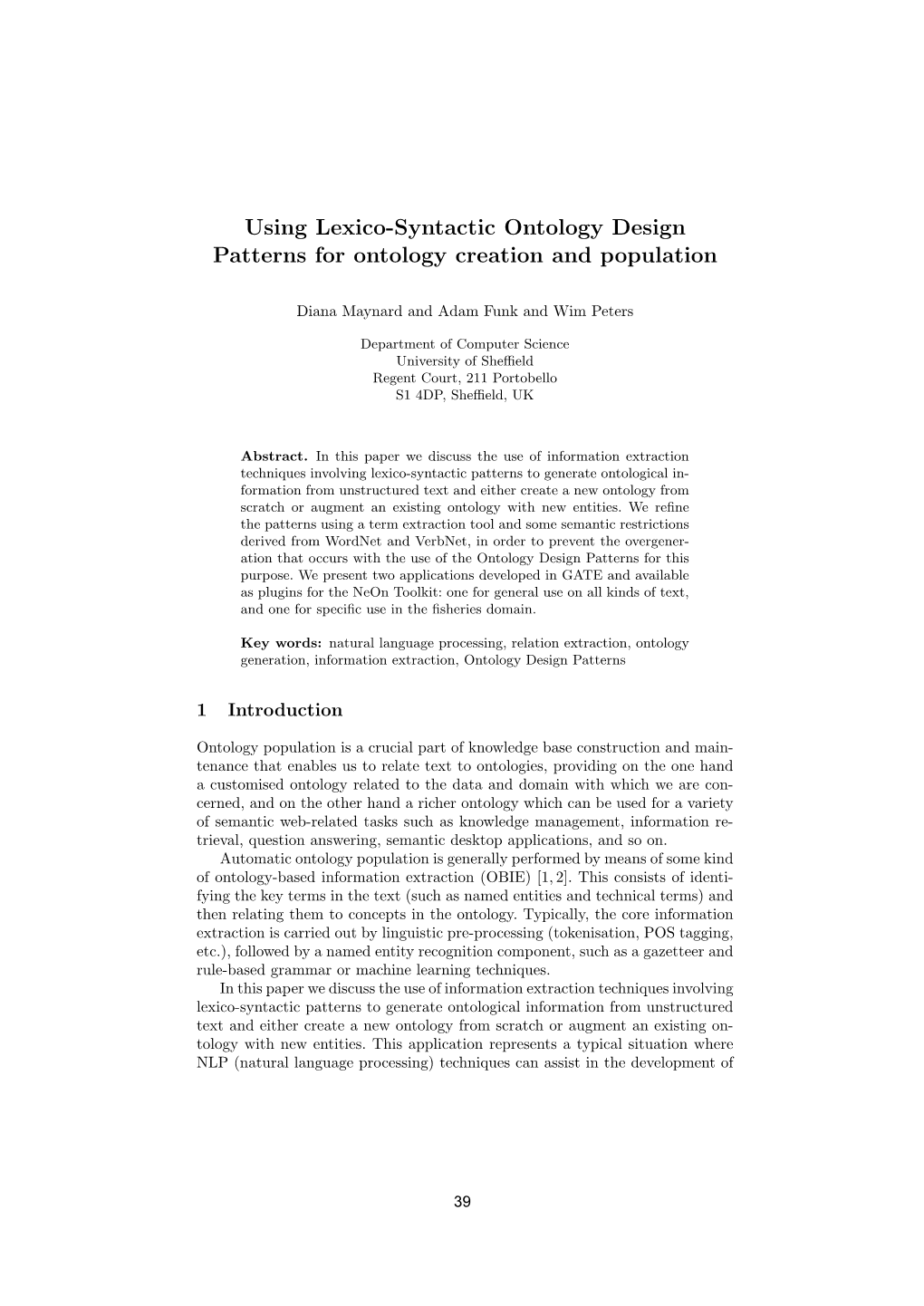 Using Lexico-Syntactic Ontology Design Patterns for Ontology Creation and Population