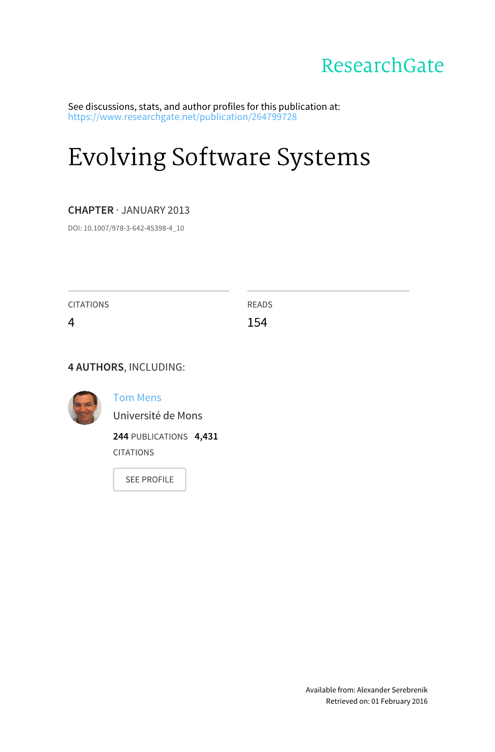 Evolving Software Systems