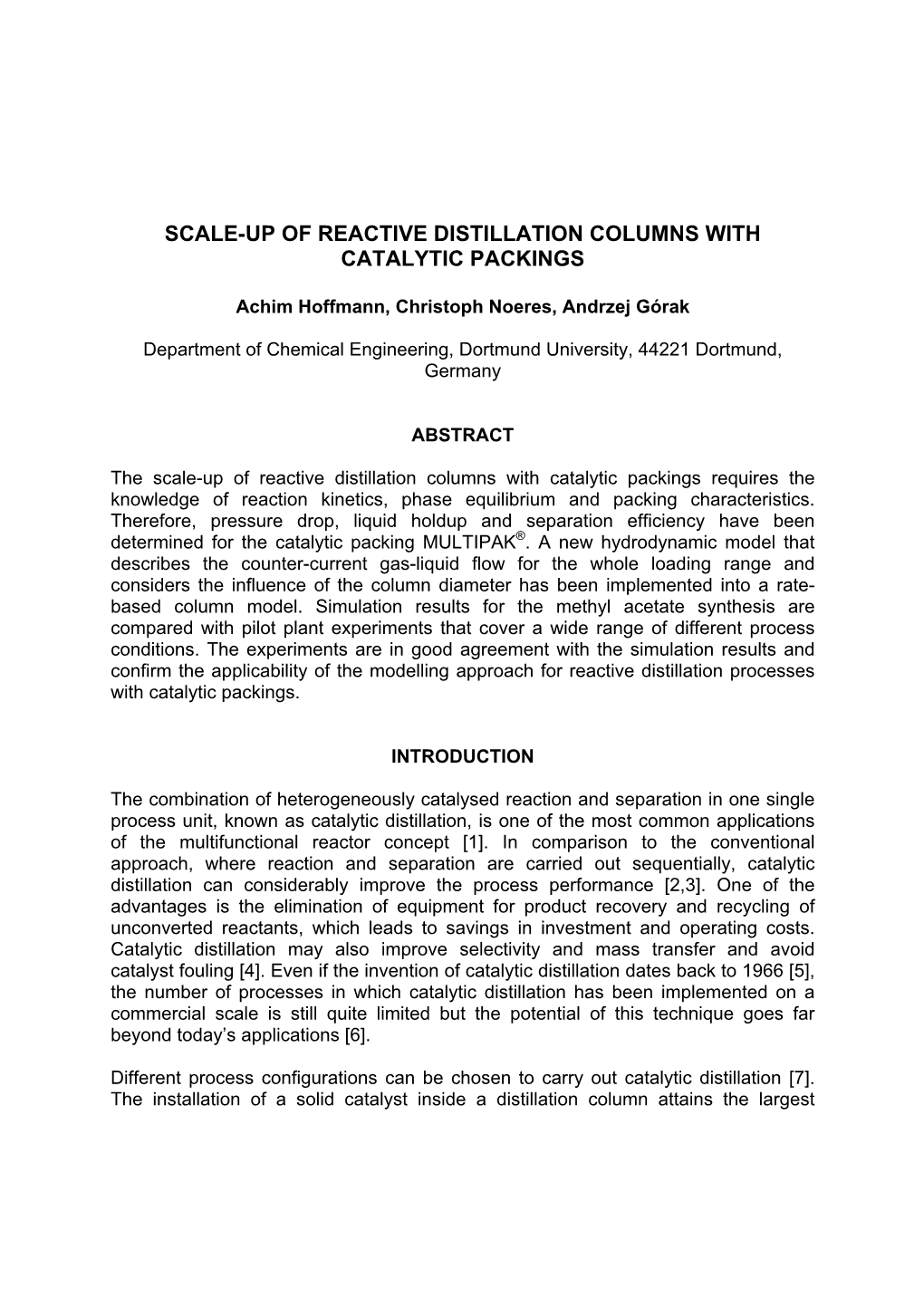 Scale-Up of Reactive Distillation Columns with Catalytic Packings