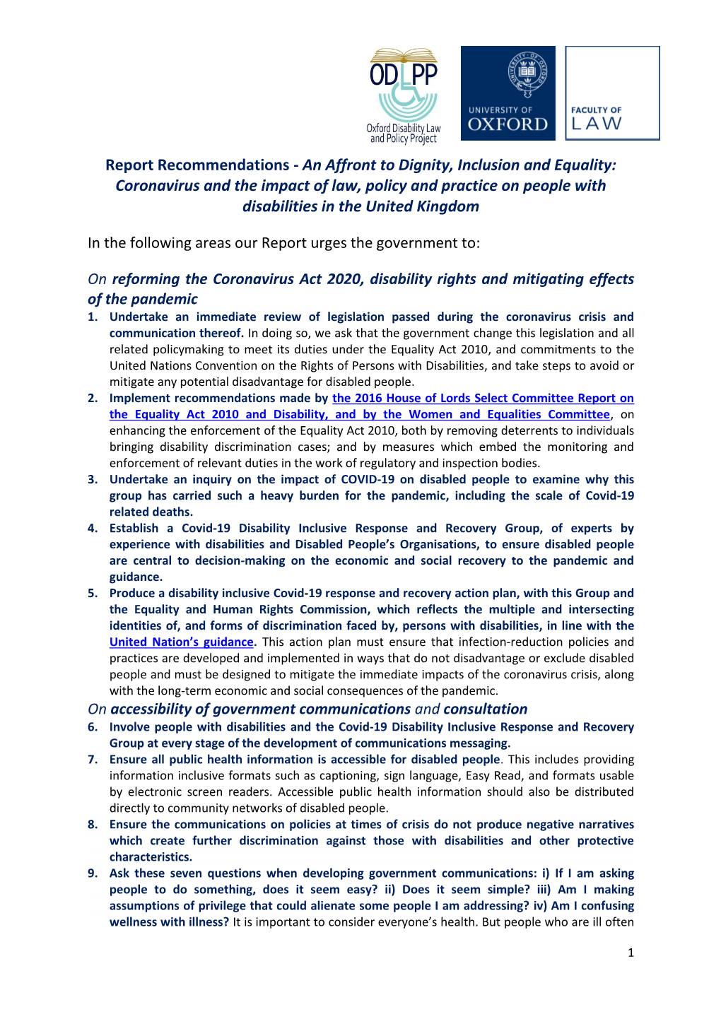 An Affront to Dignity, Inclusion and Equality: Coronavirus and the Impact of Law, Policy and Practice on People with Disabilities in the United Kingdom