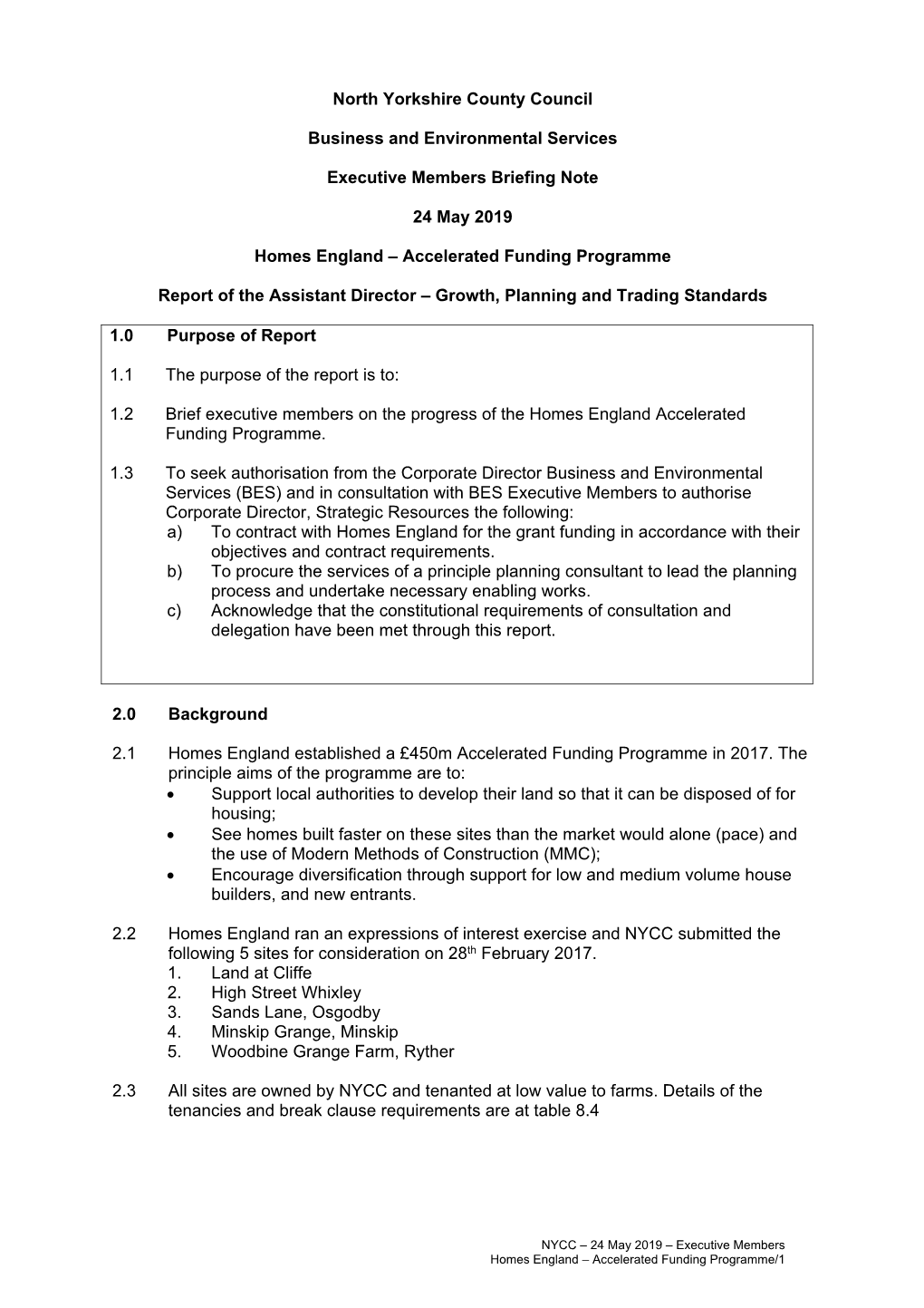 Homes England – Accelerated Funding Programme