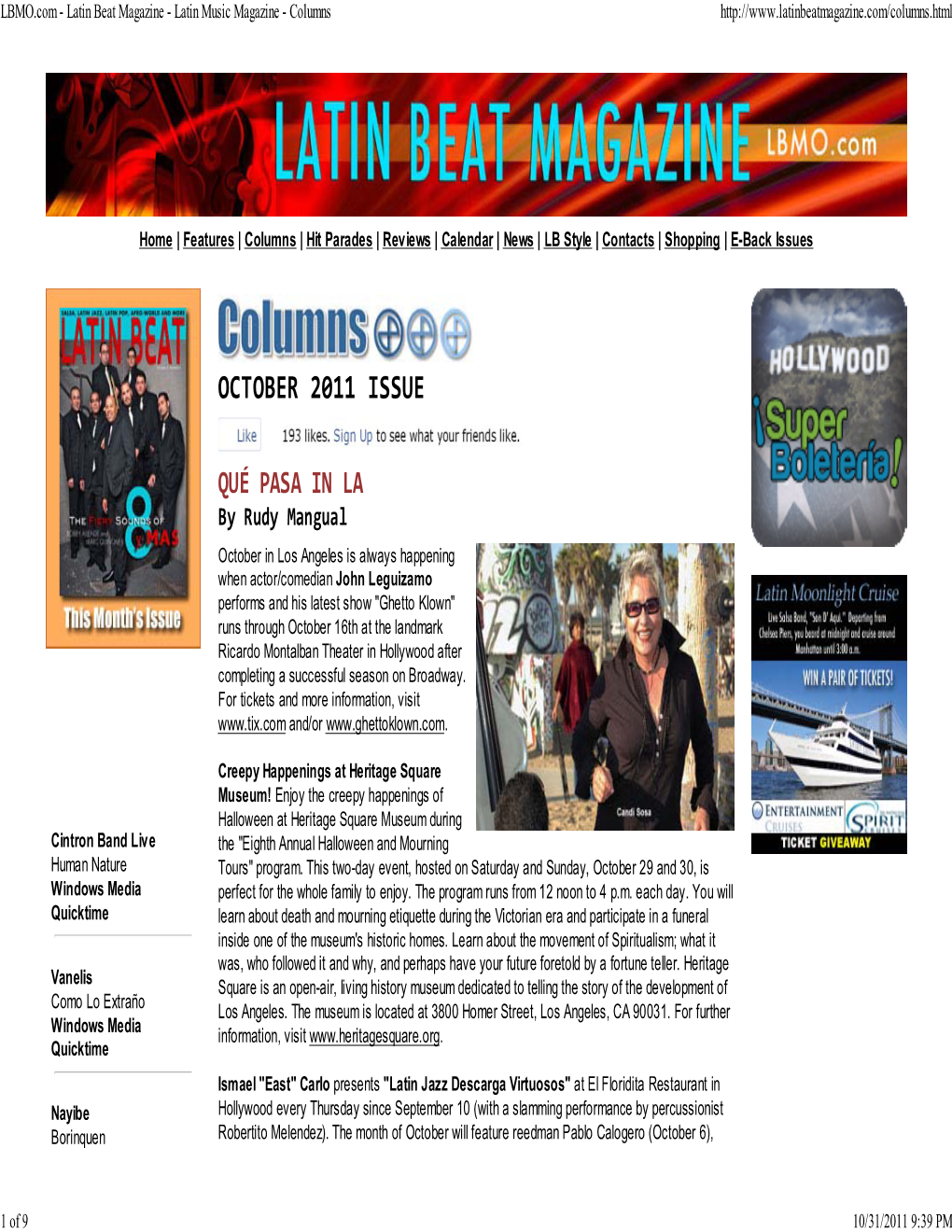 LBMO.Com - Latin Beat Magazine - Latin Music Magazine - Columns