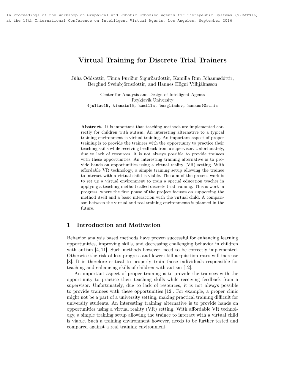 Virtual Training for Discrete Trial Trainers