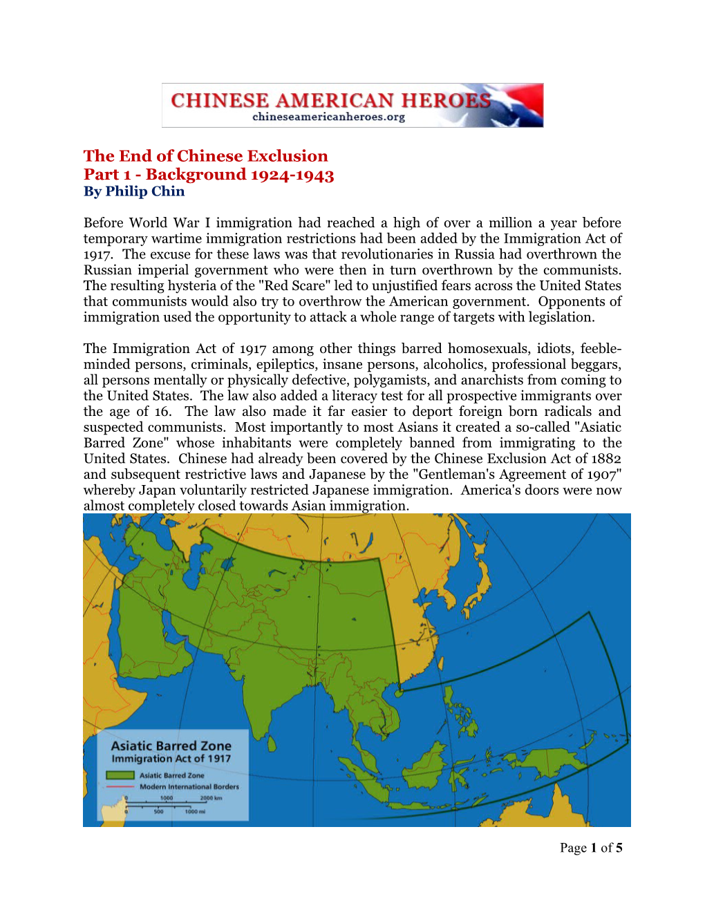 The End of Chinese Exclusion Part 1 - Background 1924-1943 by Philip Chin