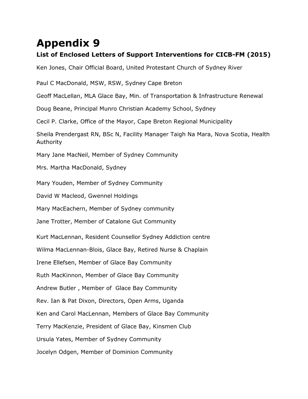 Appendix 9 List of Intervention Letters of Support.Pdf