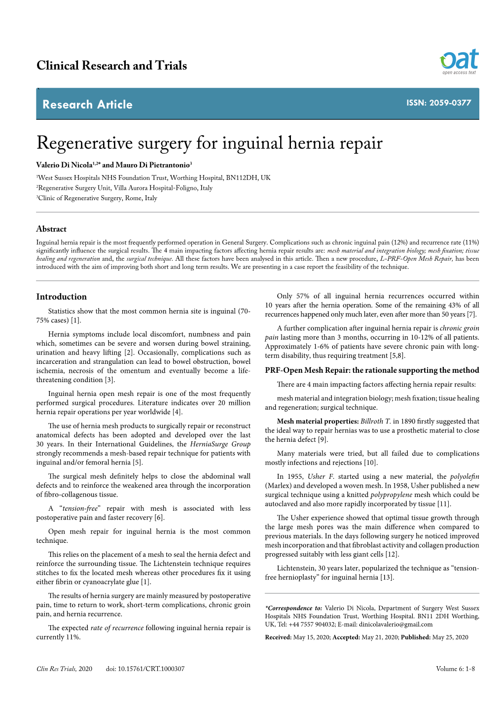 Regenerative Surgery for Inguinal Hernia Repair