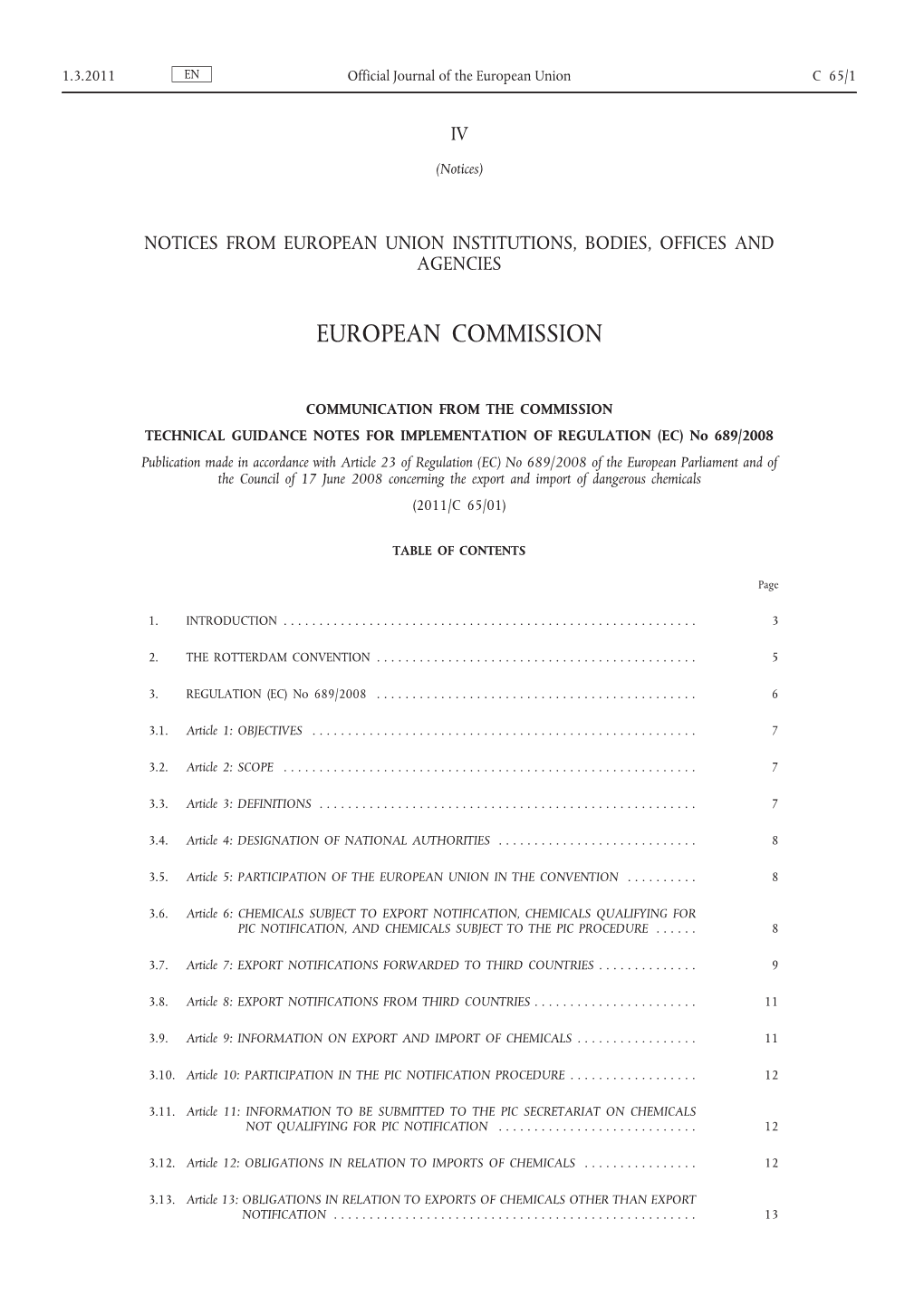 Technical Guidance Notes for Implementation of Regulation (EC)