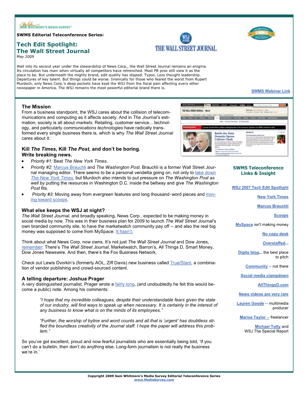 Tech Edit Spotlight: the Wall Street Journal May 2009