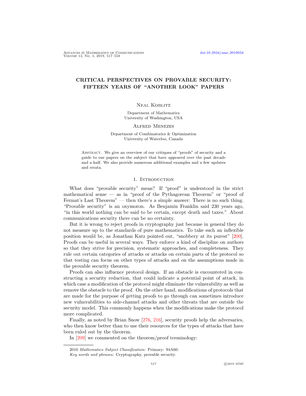 Critical Perspectives on Provable Security: Fifteen Years of “Another Look” Papers