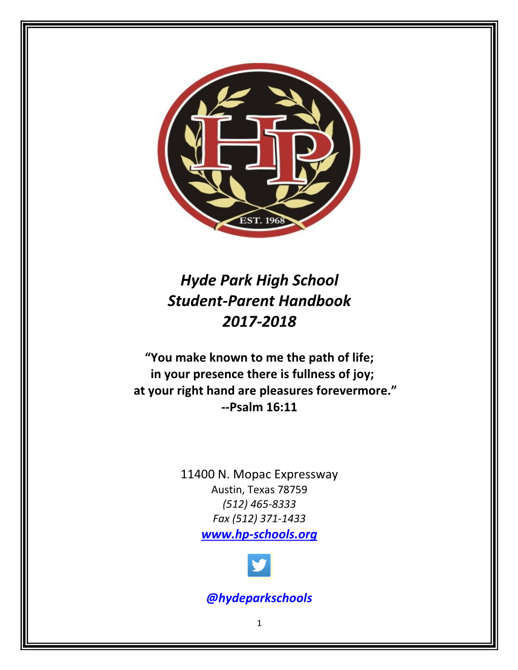Hyde Park High School Student-Parent Handbook 2017-2018