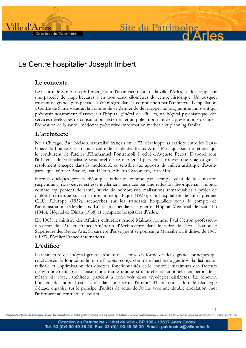 Le Centre Hospitalier Joseph Imbert