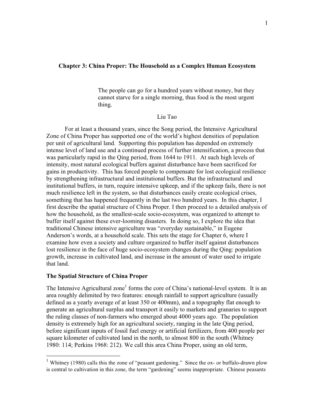 1 Chapter 3: China Proper: the Household As a Complex Human