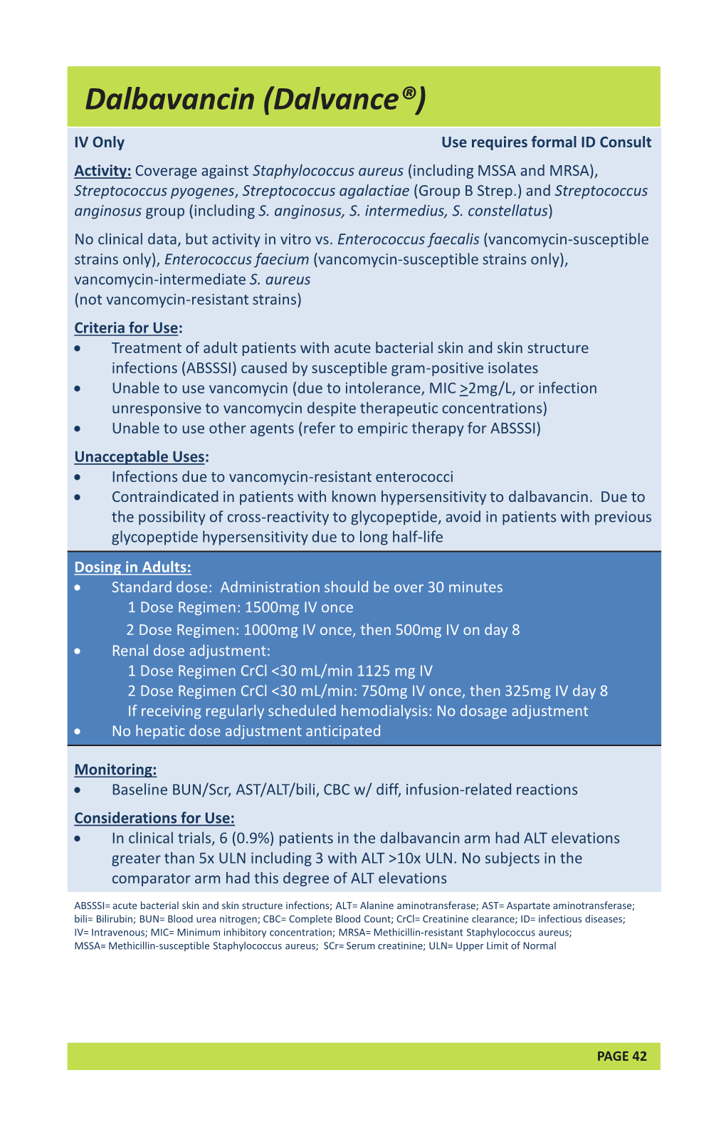 Dalbavancin (Dalvance®)