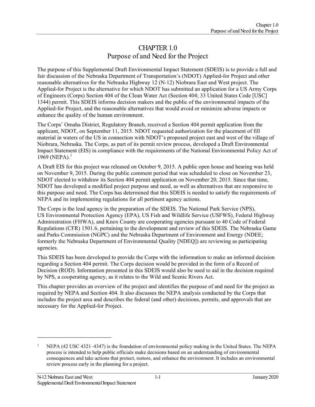 Nebraska Highway 12 Niobrara East and West Supplemental Draft Environmental Impact Statement