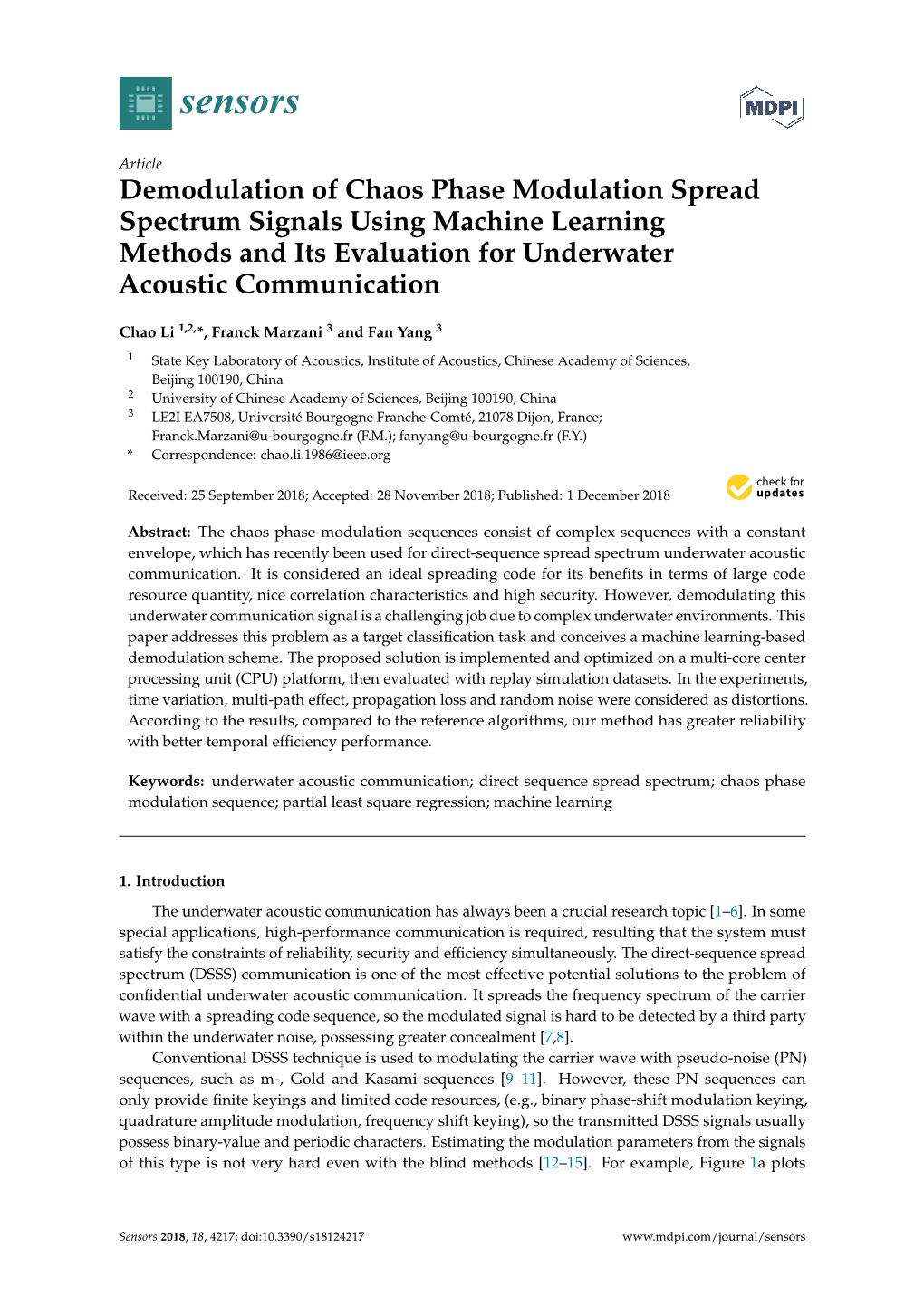 Demodulation of Chaos Phase Modulation Spread Spectrum Signals Using Machine Learning Methods and Its Evaluation for Underwater Acoustic Communication