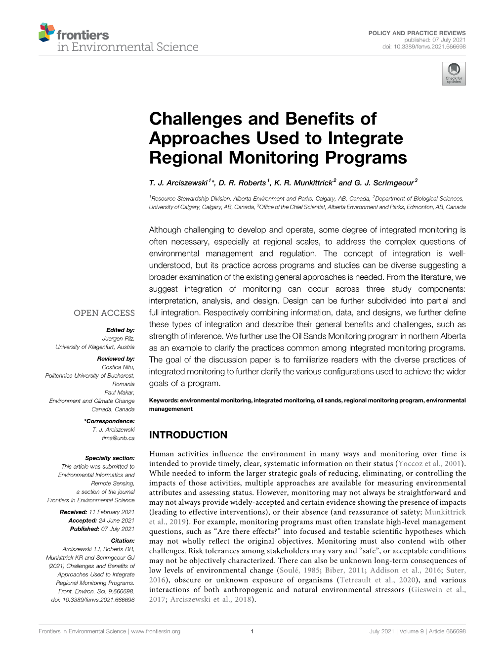 Challenges and Benefits of Approaches Used to Integrate Regional Monitoring Programs