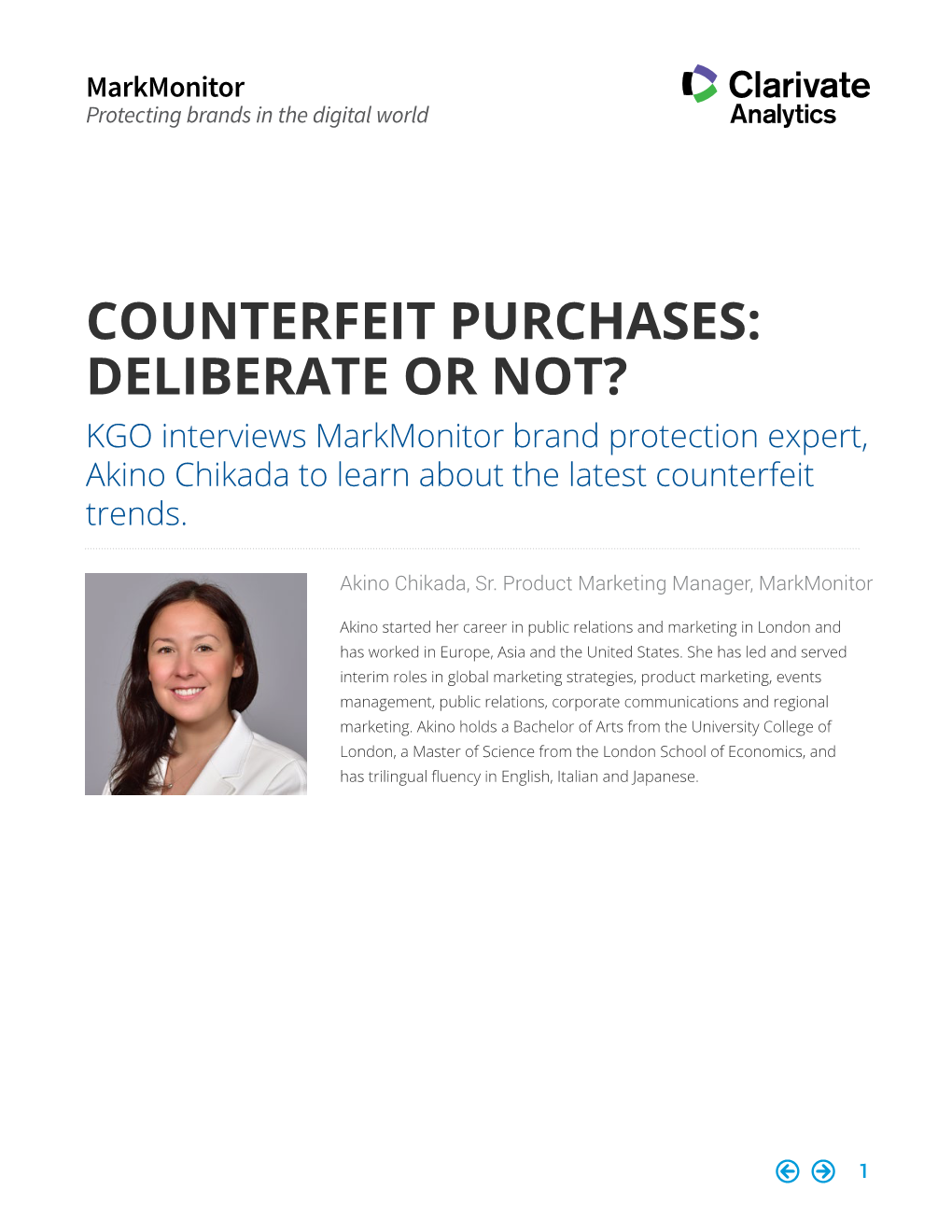 Markmonitor Anti-Counterfeiting Q&A | Akino Chikada |