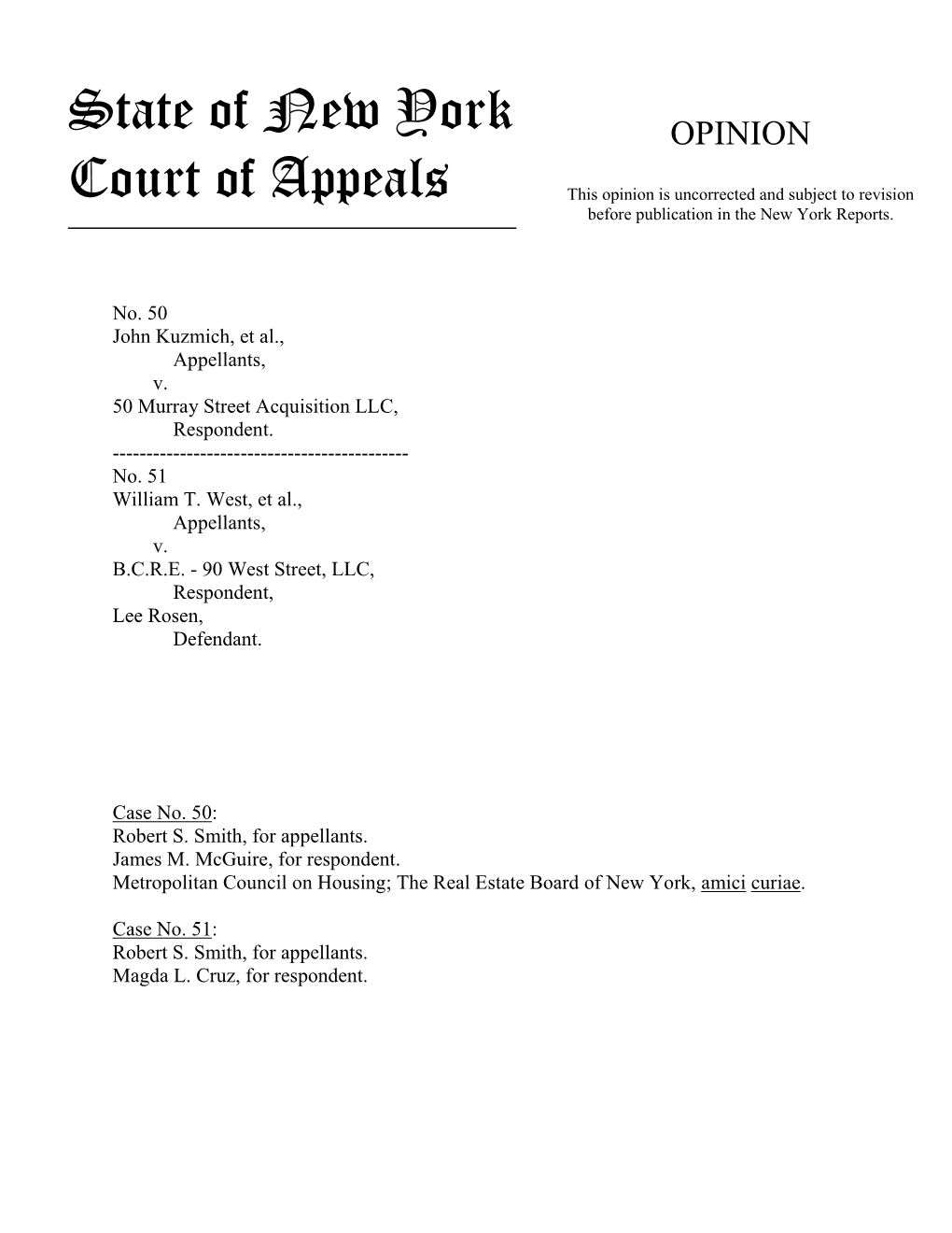 State of New York Court of Appeals